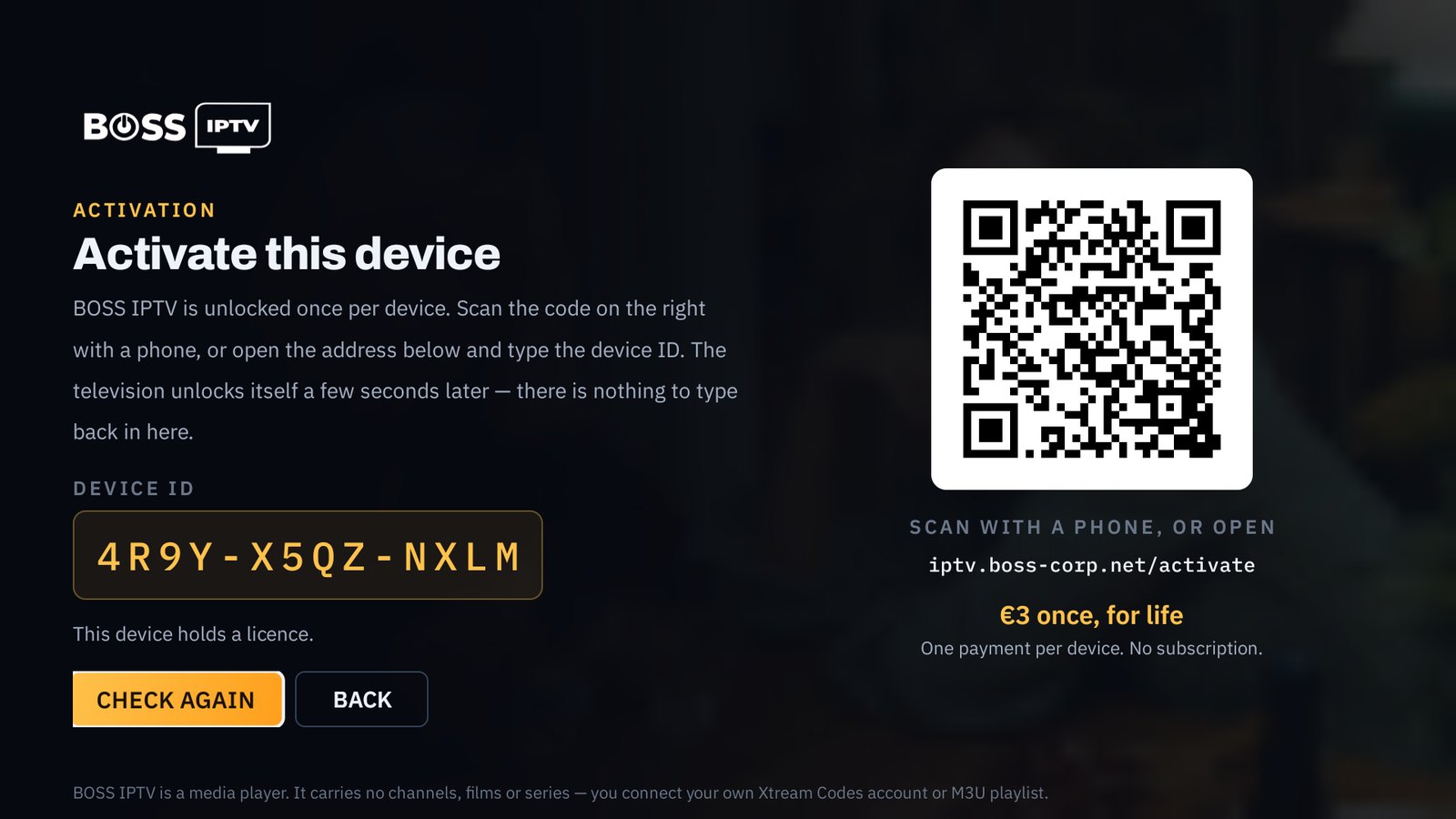 The television shows a code. Your phone does the rest.